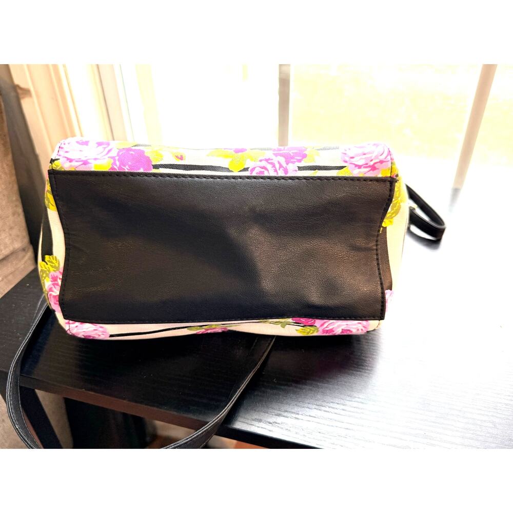Luv Betsey by Betsey Johnson Naomi Floral & Striped Satchel Crossbody Purse Bag - Picture 7 of 7